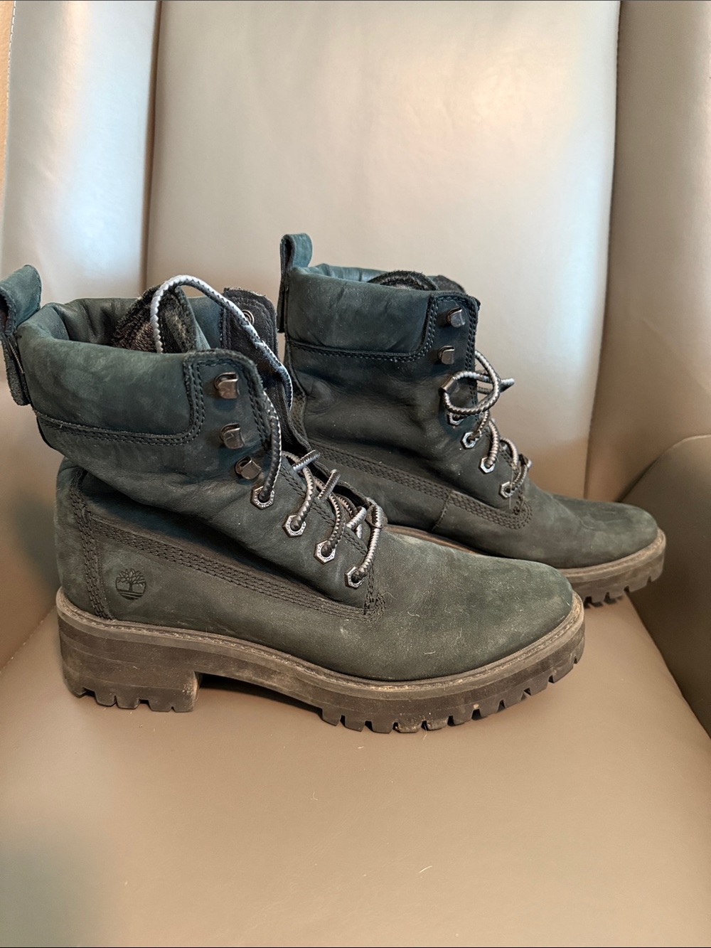 Timberland Black Nubuck Lace-Up Lug Boots